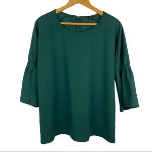 Ann Taylor dark green flare sleeves blouse